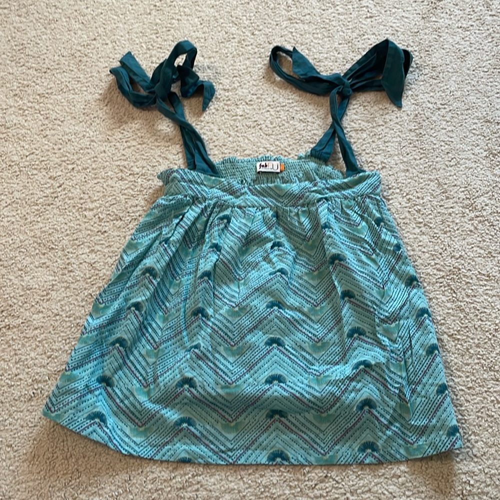NWOT Fab India Blue Paperbag Tied Tank Top